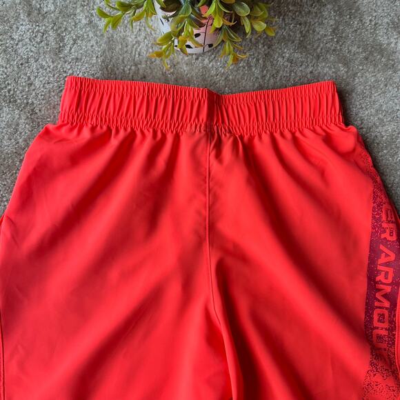 NWT Under Armour Men's Neon Orange Loose Fit Woven Graphic Shorts Small - Picture 12 of 14